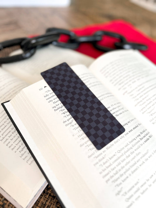 Black Checkered Bookmark, Soft Touch Matte