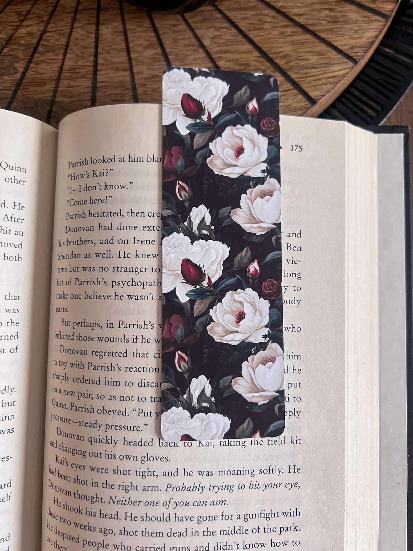 Dark Floral Bookmark, Dark Academia