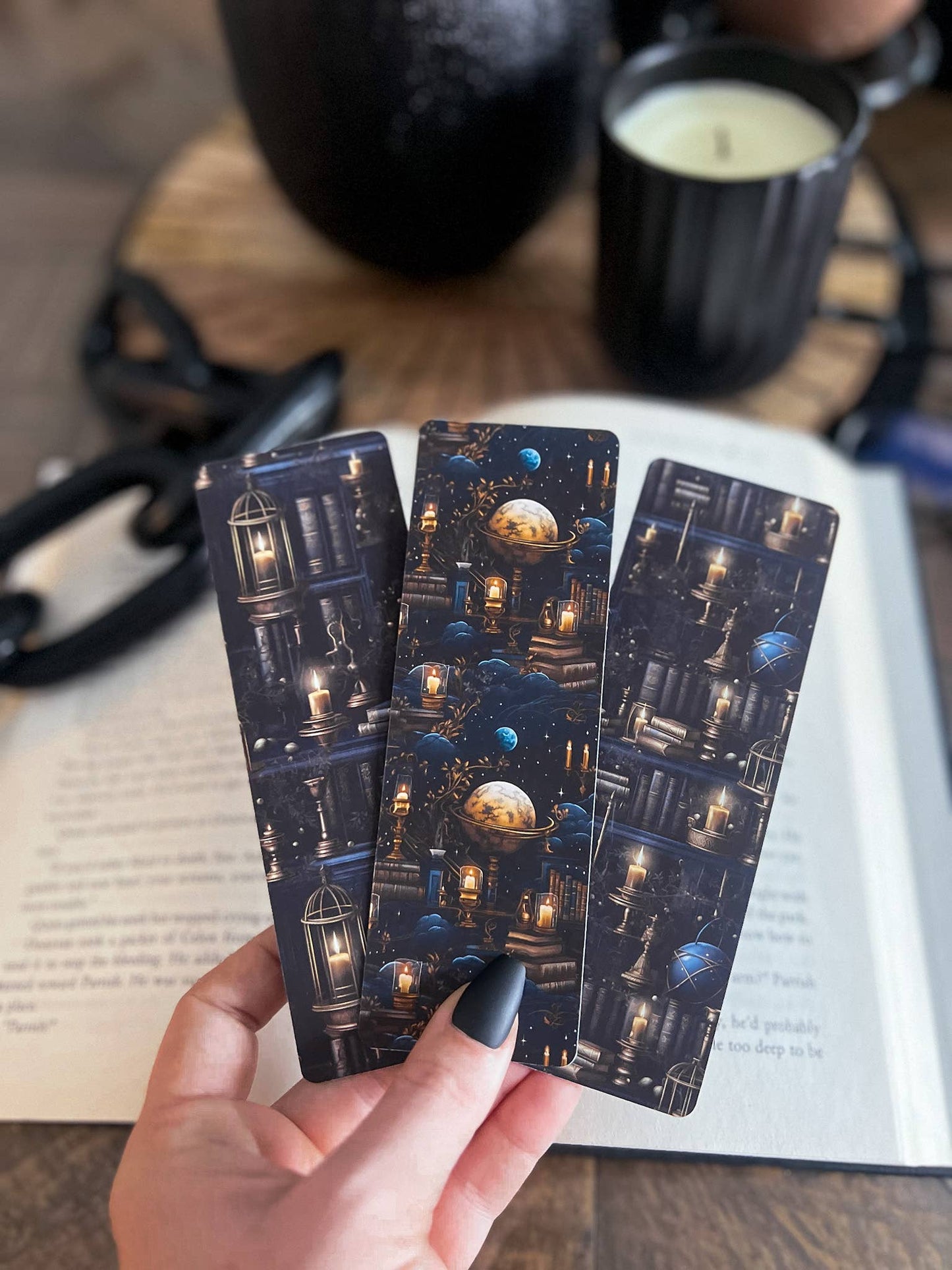 Night Library Bookmark, Lanterns / Soft Touch Matte