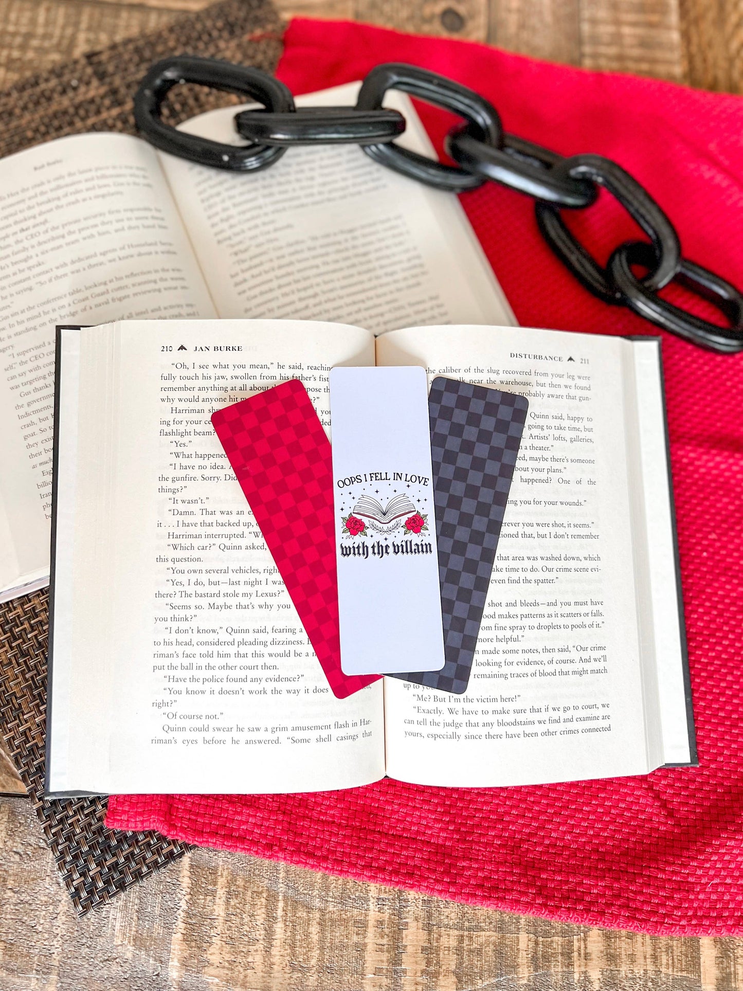 Red Checkered Bookmark, Soft Touch Matte