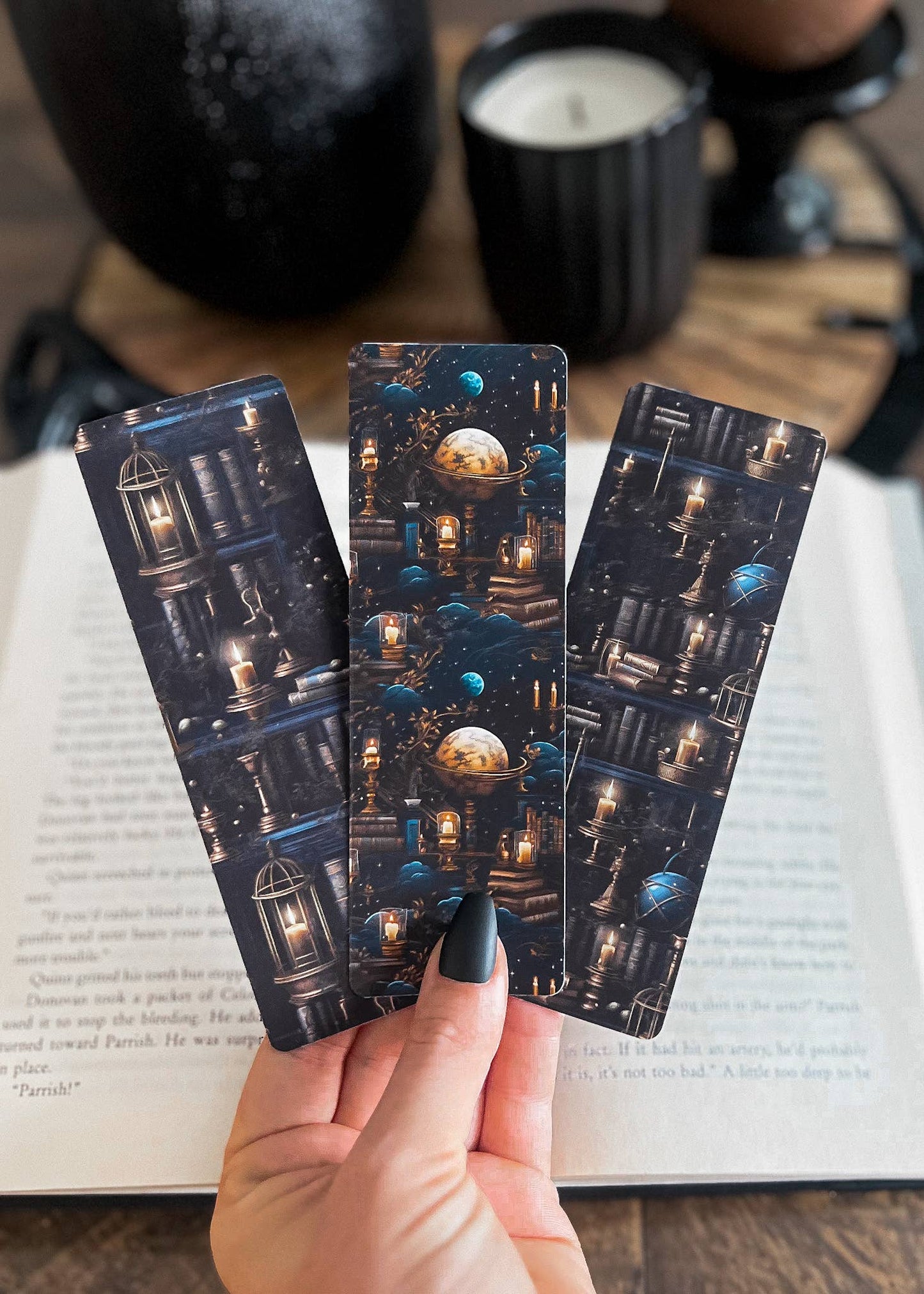 Night Library Bookmark, Lanterns / Soft Touch Matte