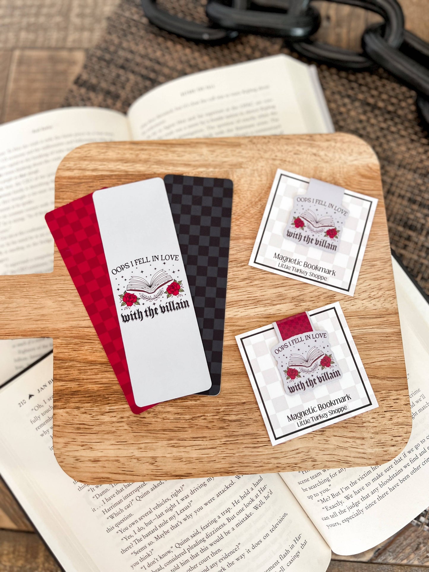 Black Checkered Bookmark, Soft Touch Matte