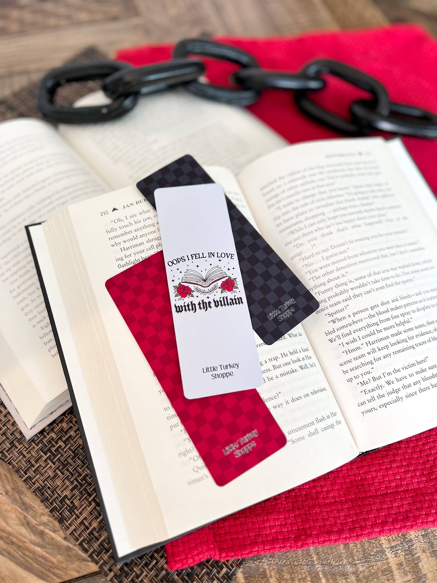 Red Checkered Bookmark, Soft Touch Matte