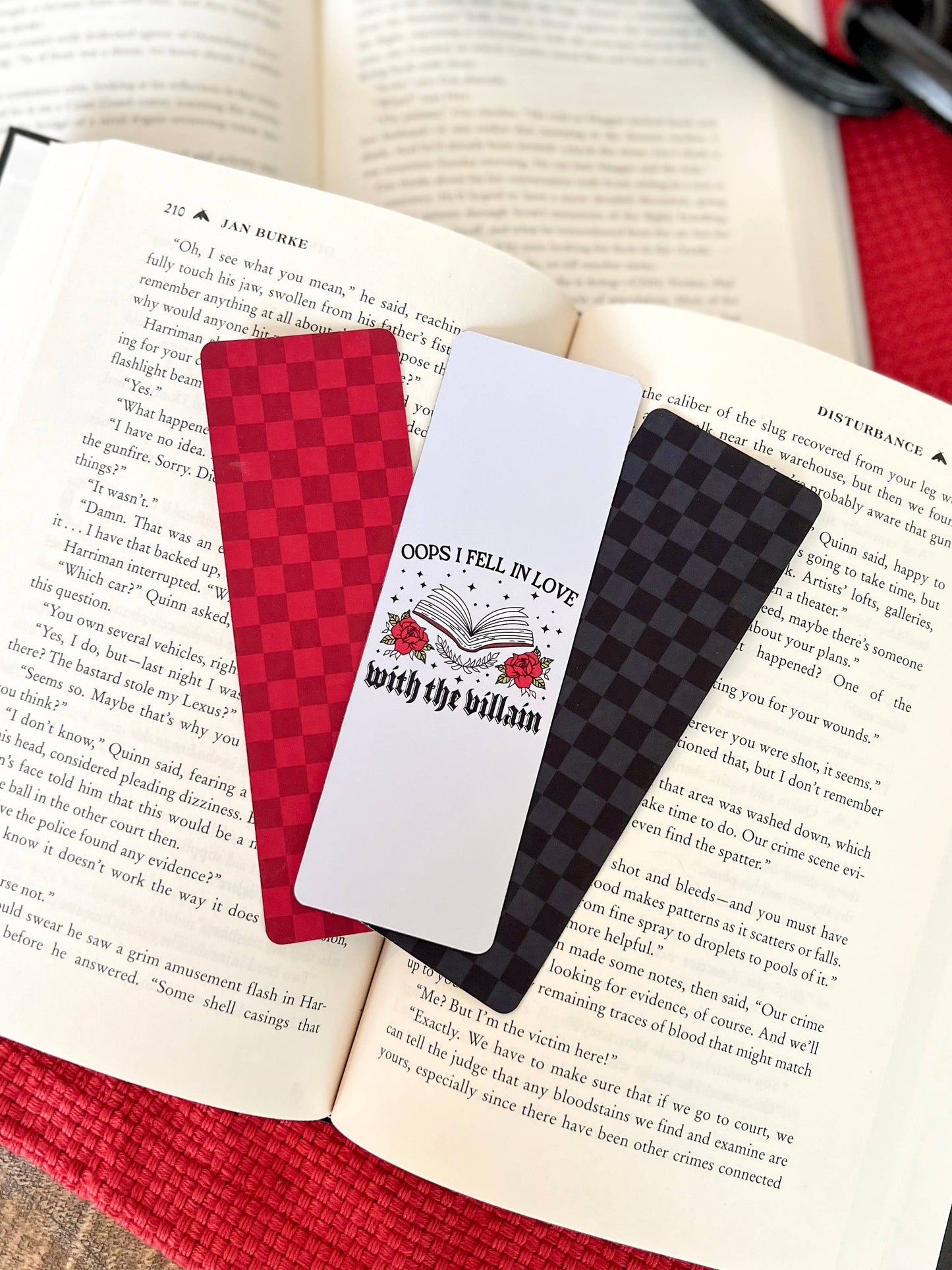 Black Checkered Bookmark, Soft Touch Matte