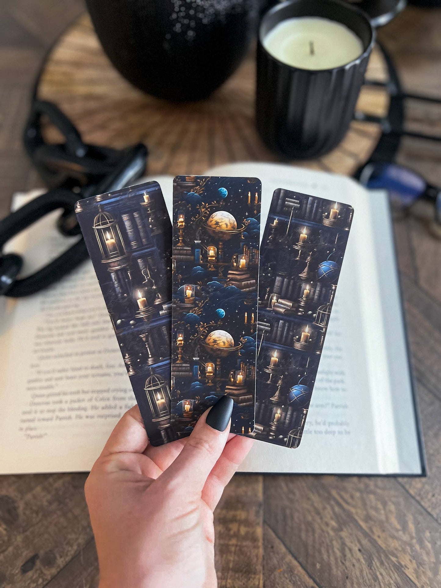 Night Library Bookmark, Lanterns / Soft Touch Matte