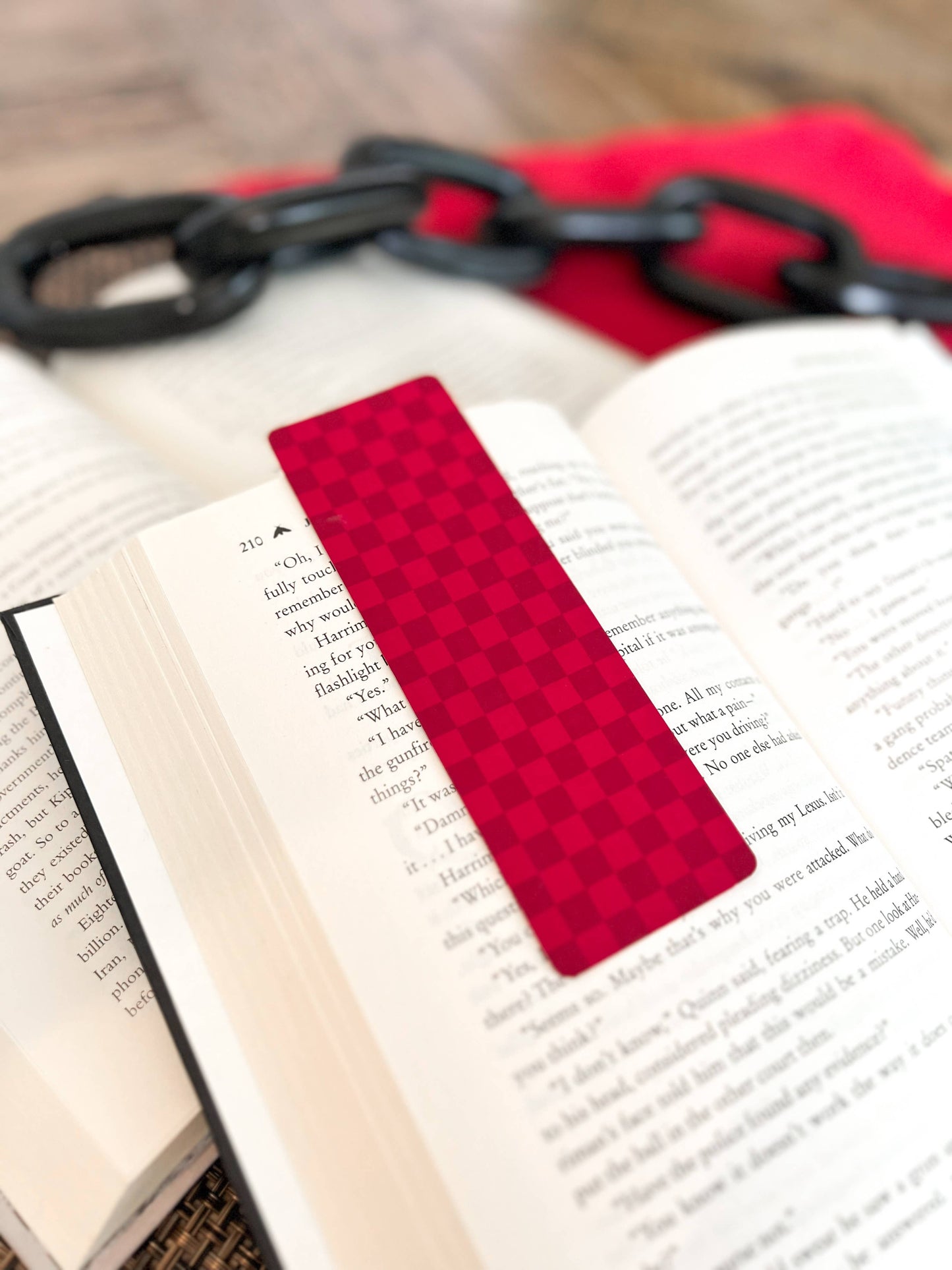 Red Checkered Bookmark, Soft Touch Matte