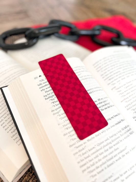 Red Checkered Bookmark, Soft Touch Matte