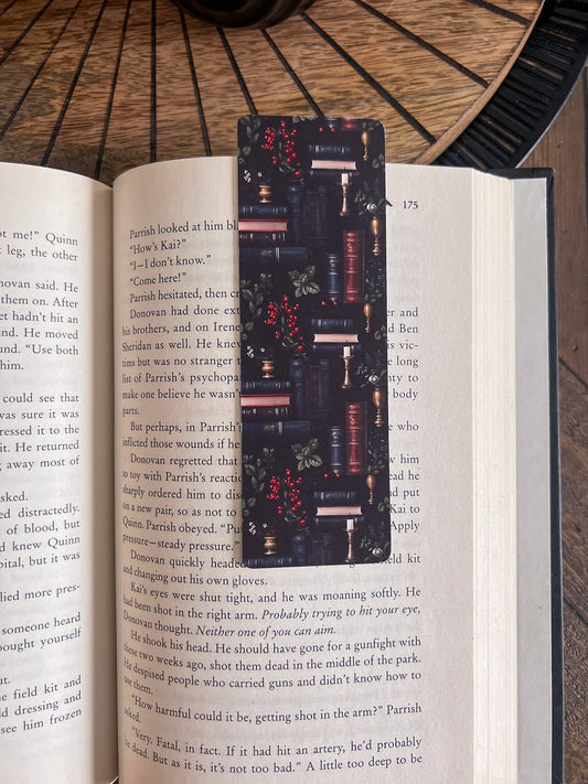 Dark Floral Bookmark, Dark Academia